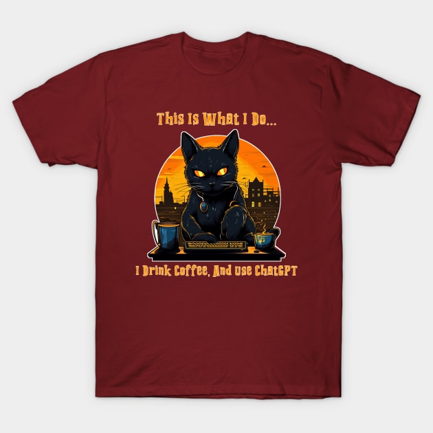 My Cat uses Chat GPT T-Shirt by Blackhearttees